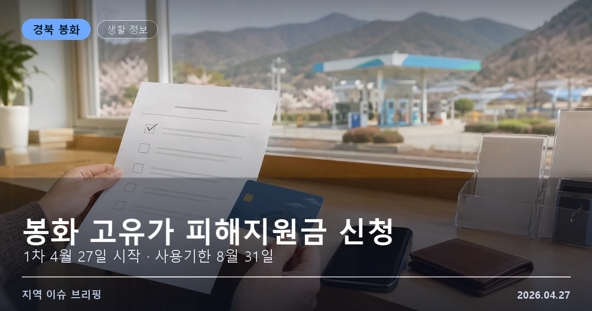 봉화 고유가 피해지원금 신청 일정과 사용기한