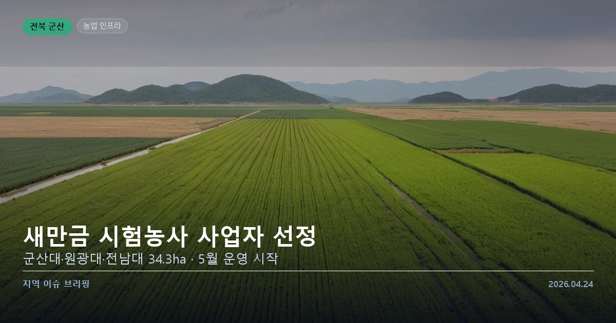 새만금 간척지 농생명용지 시험농사 현장