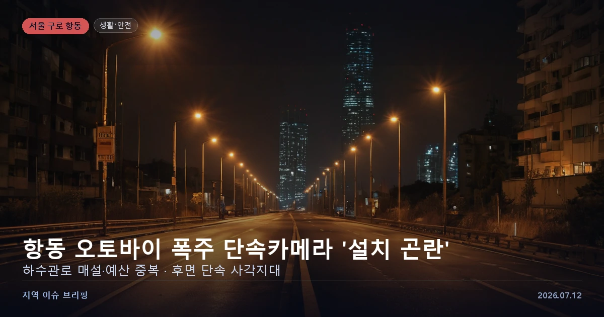 야간 도로의 무인단속카메라와 가로등을 표현한 개념 이미지