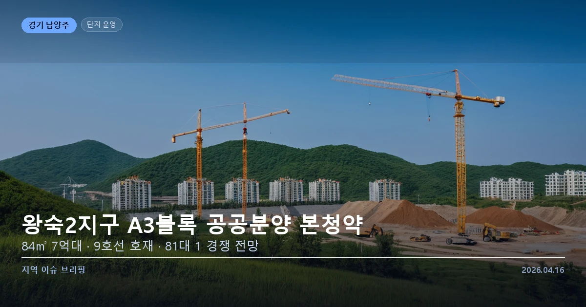 남양주 왕숙2지구 A3블록 공공분양 본청약