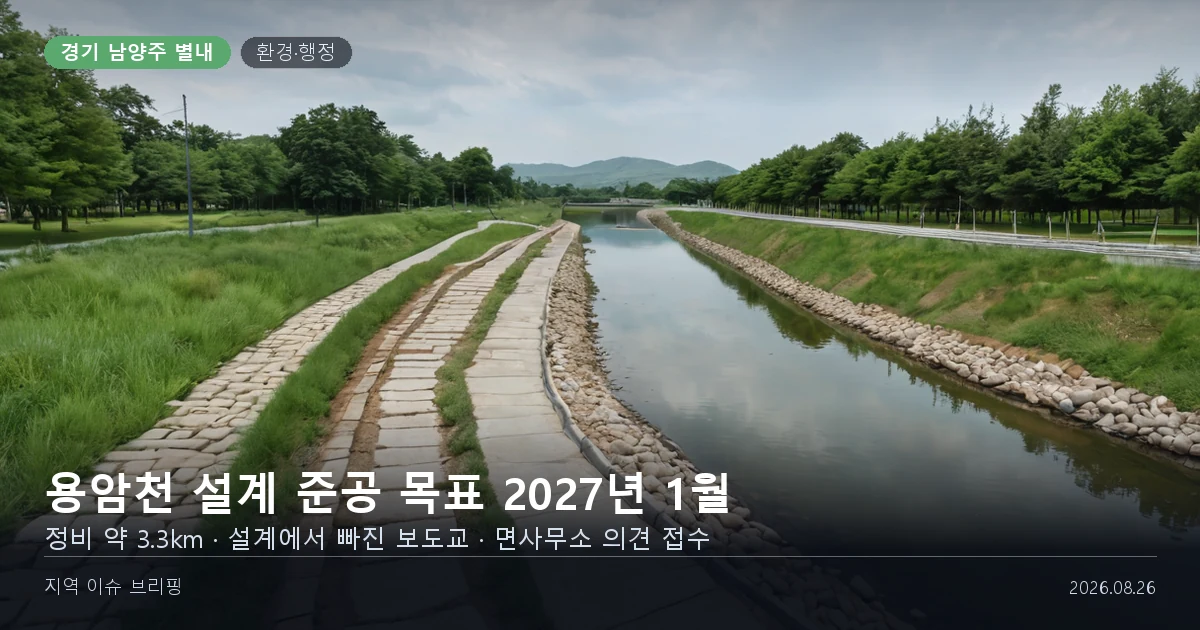 제방과 산책로가 이어진 도심 하천 정비 구간을 표현한 개념 이미지