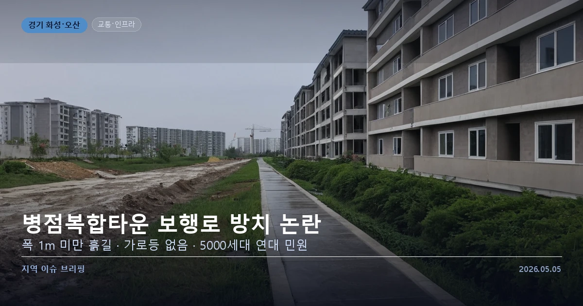 경기 오산·화성 경계 양산동 일대 보행환경 현황