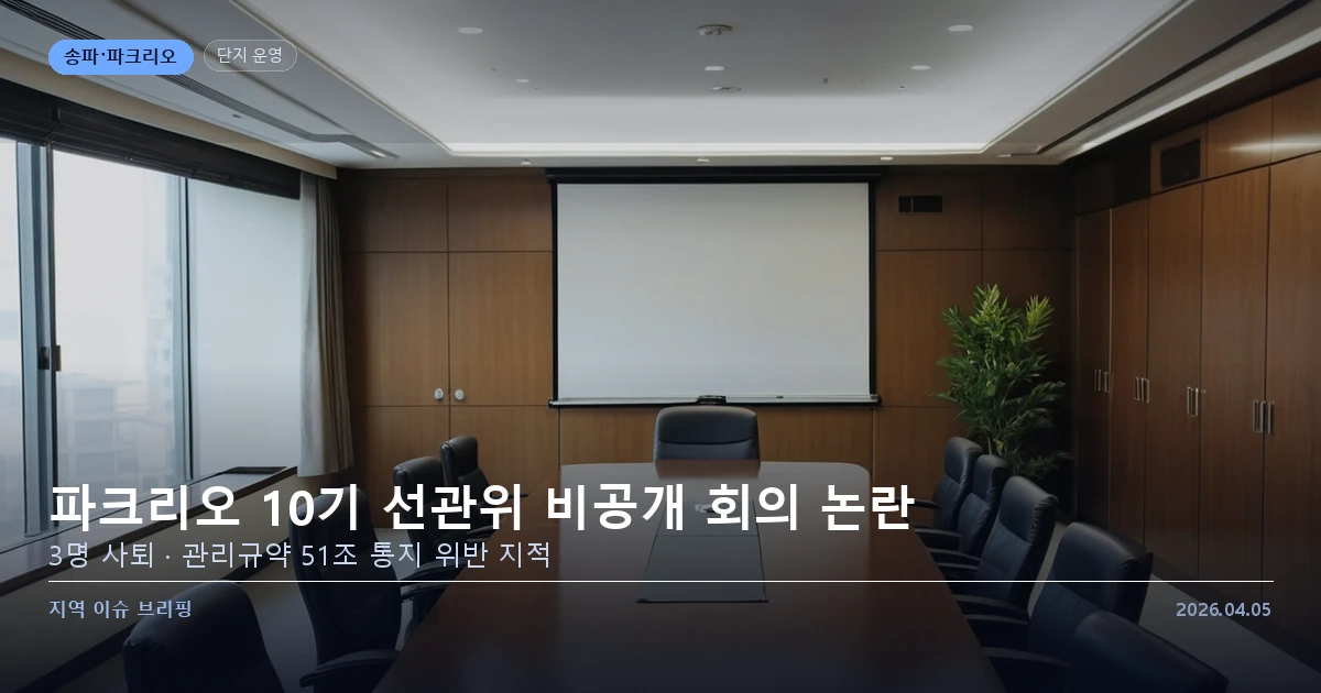 파크리오 10기 선관위 비공개 회의 논란 — 카드 이미지