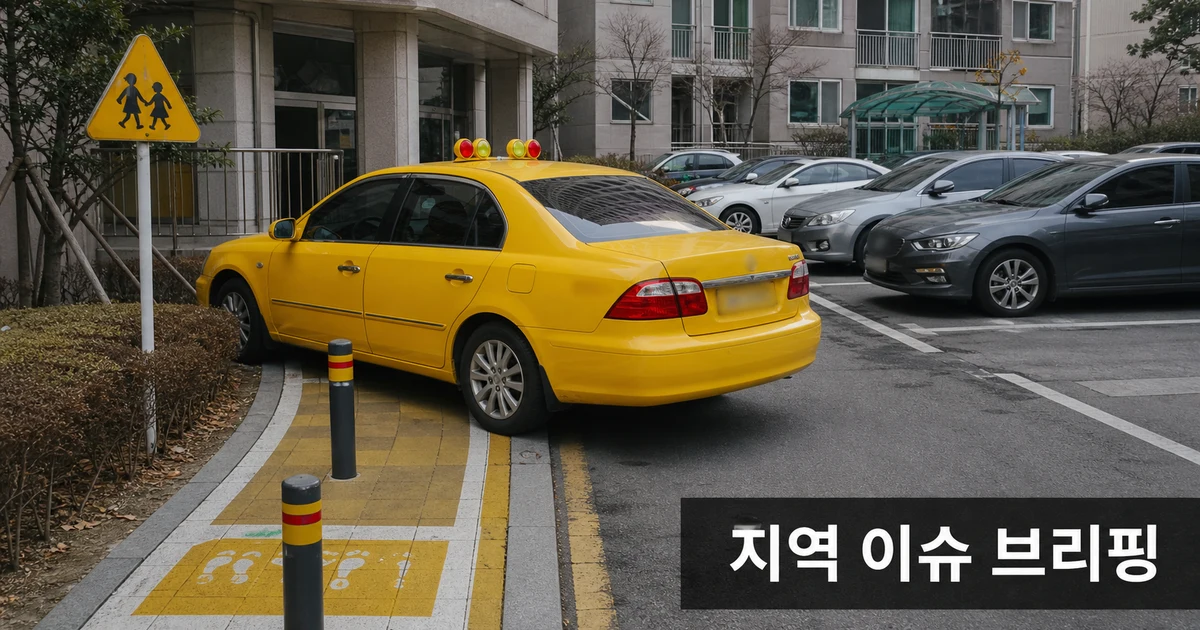 성남 가재마을12단지 택시 이중주차 어린이 통행 위협 이미지