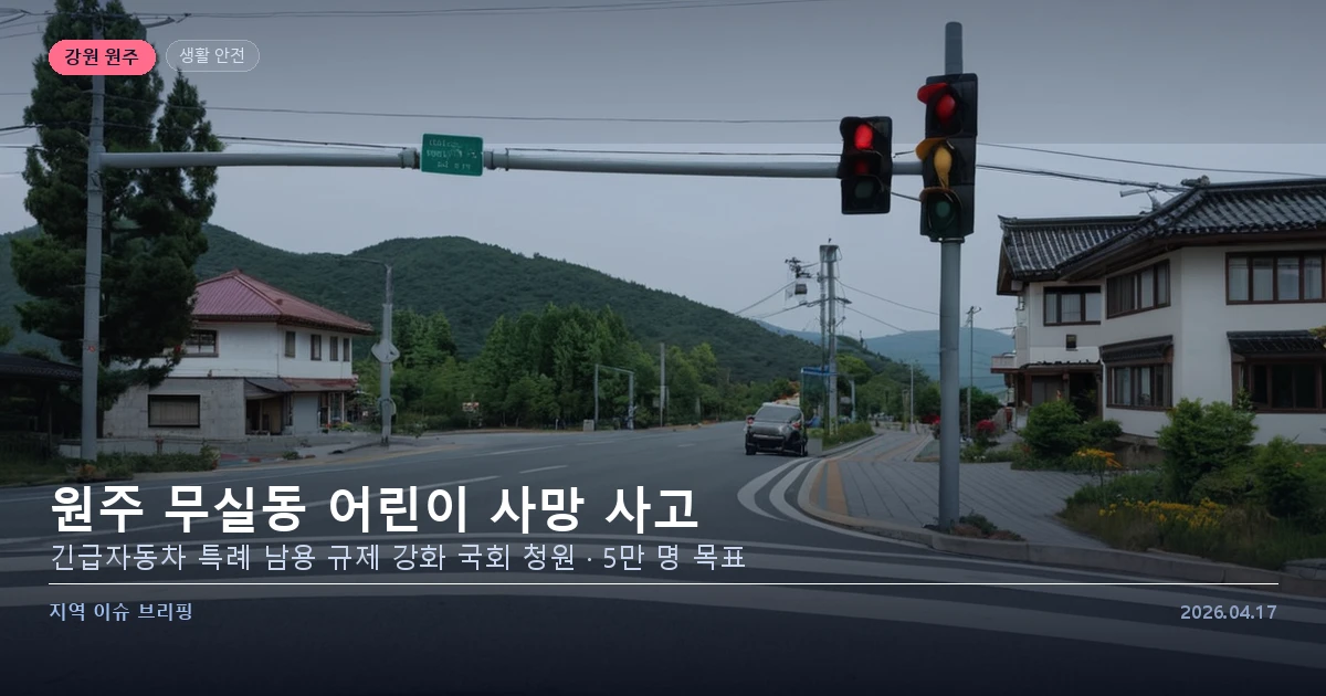 원주 무실동 교차로 어린이 보행자 안전 강화 청원